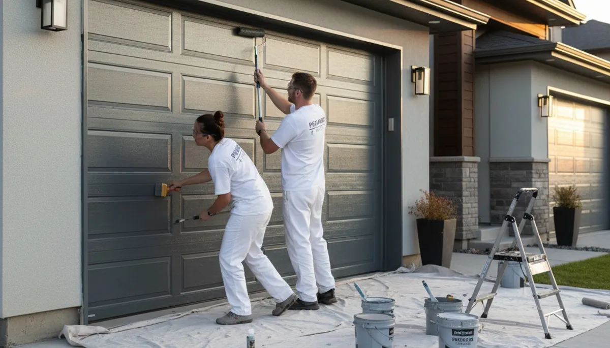 Professional garage door painting in Stockton, CA enhancing curb appeal and weather protection