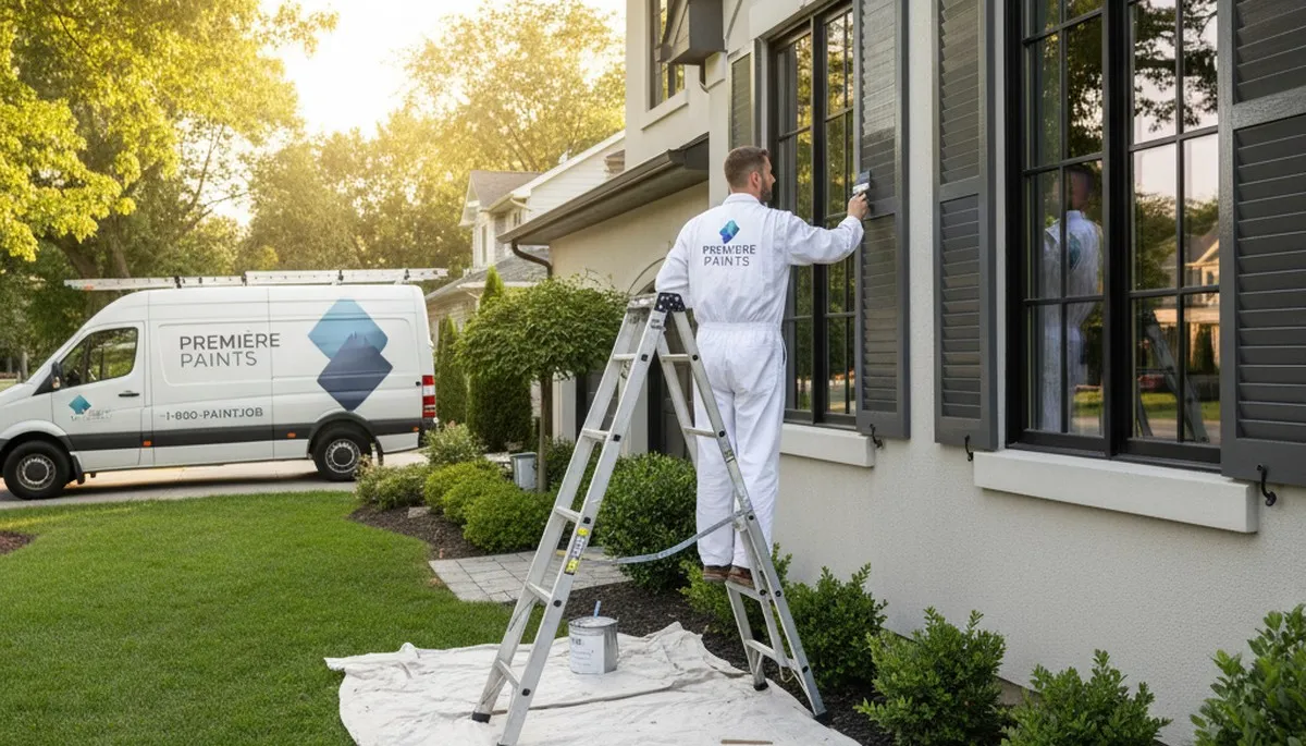 Professional shutter painting on a Stockton, CA home exterior by expert house painters