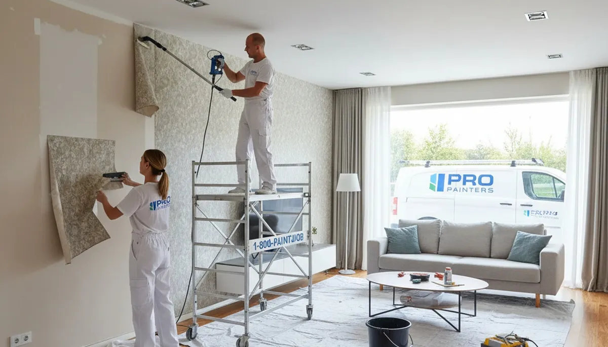 Professional wallpaper removal and surface prep by house painters in Stockton, CA homes